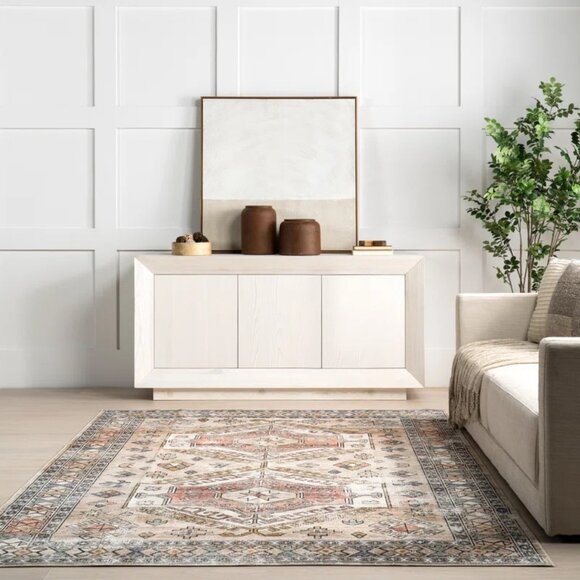 6'x9' Southwestern Orange/Gray Machine Washable Area Rug - Picture 5 of 7